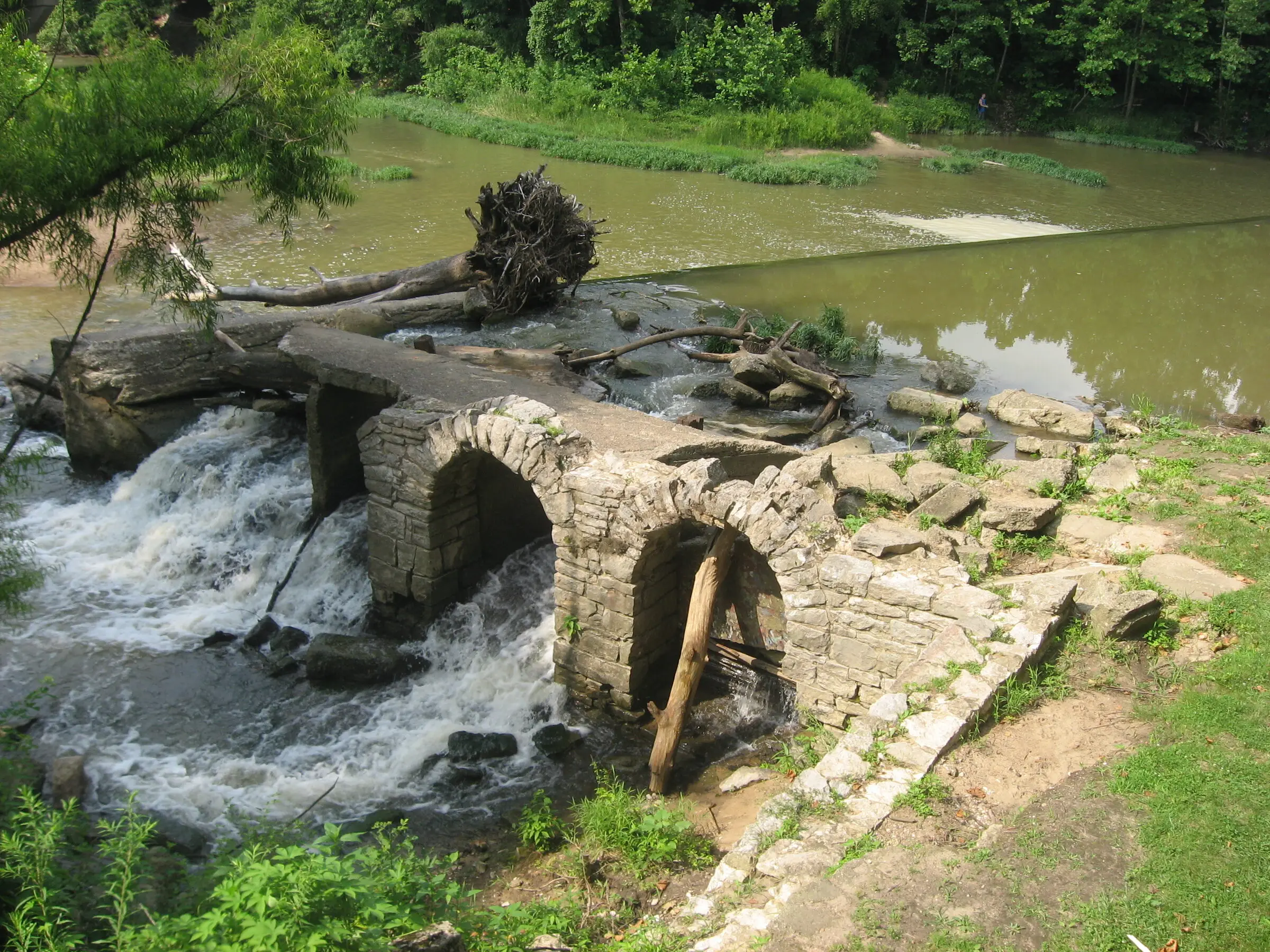 Markle Mill site and dam, 4900 Mill Dam Road, North Terre Haute (NRHP-listed). Mill built 1817, burned 1938